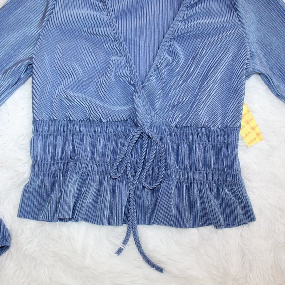 Mistyrose Bishop Sleeve Faux Wrap Blouse - Picture 4 of 14